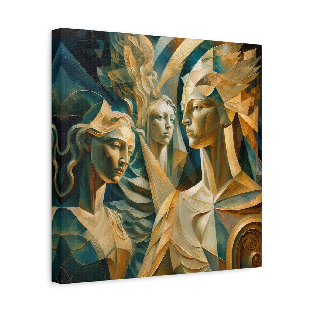 Chorus of Grace — Celestial Cubist Portrait Fine Art Print