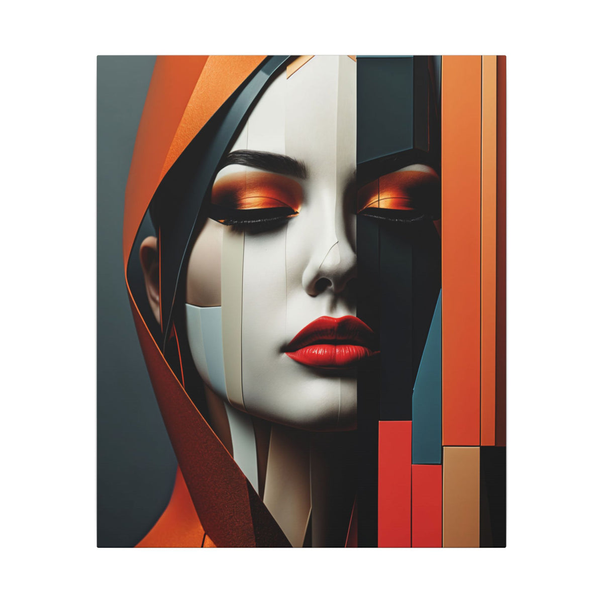 Becoming Art – Geometric Female Portrait Canvas Print