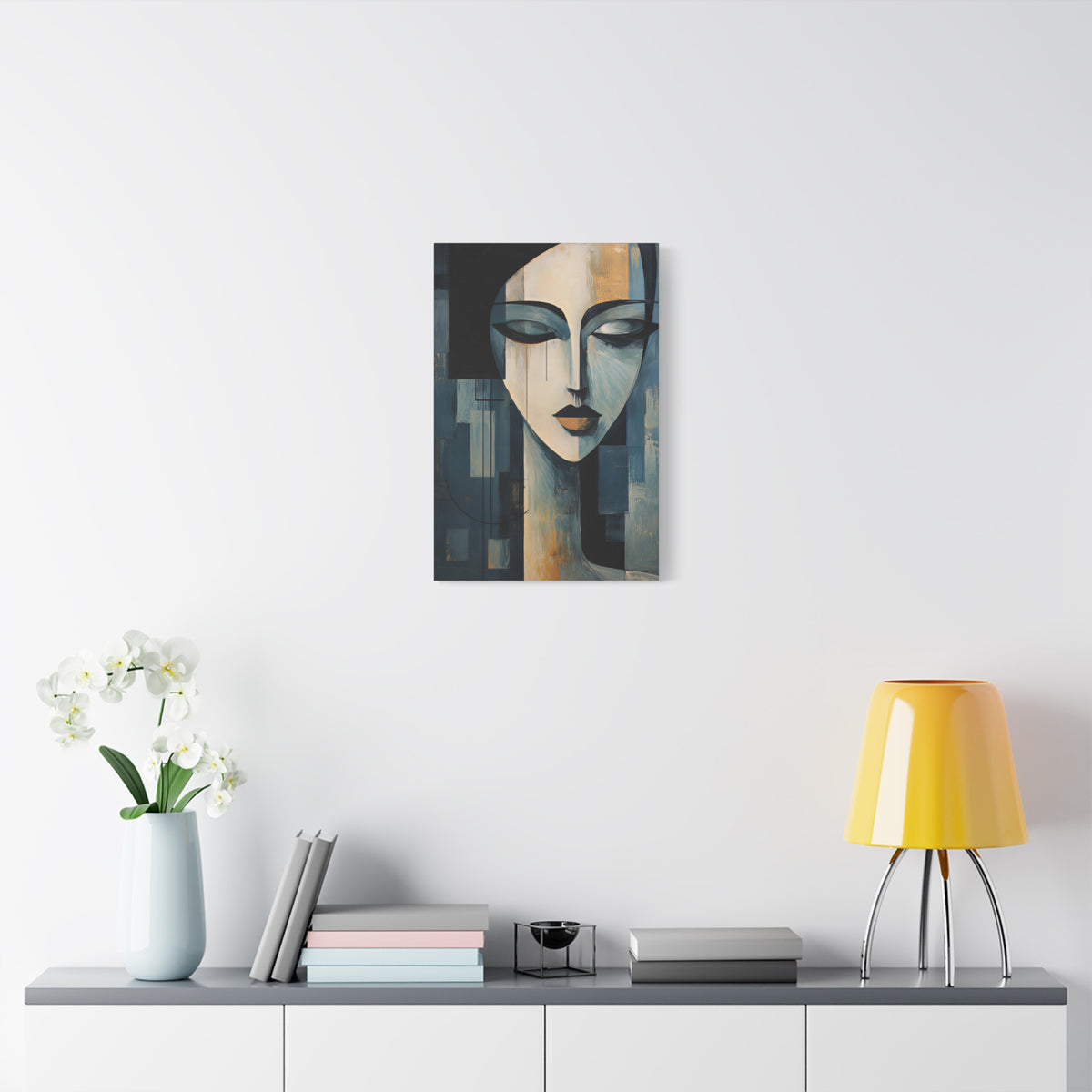 The Quiet Between — Modern Cubist Woman Fine Art Print