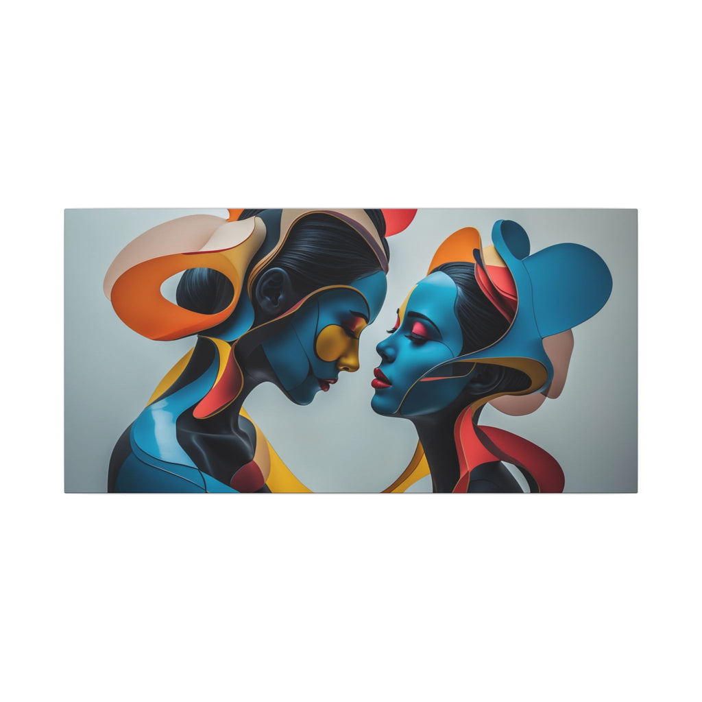 Almost Touching – Futurist Dual Portrait Canvas Print