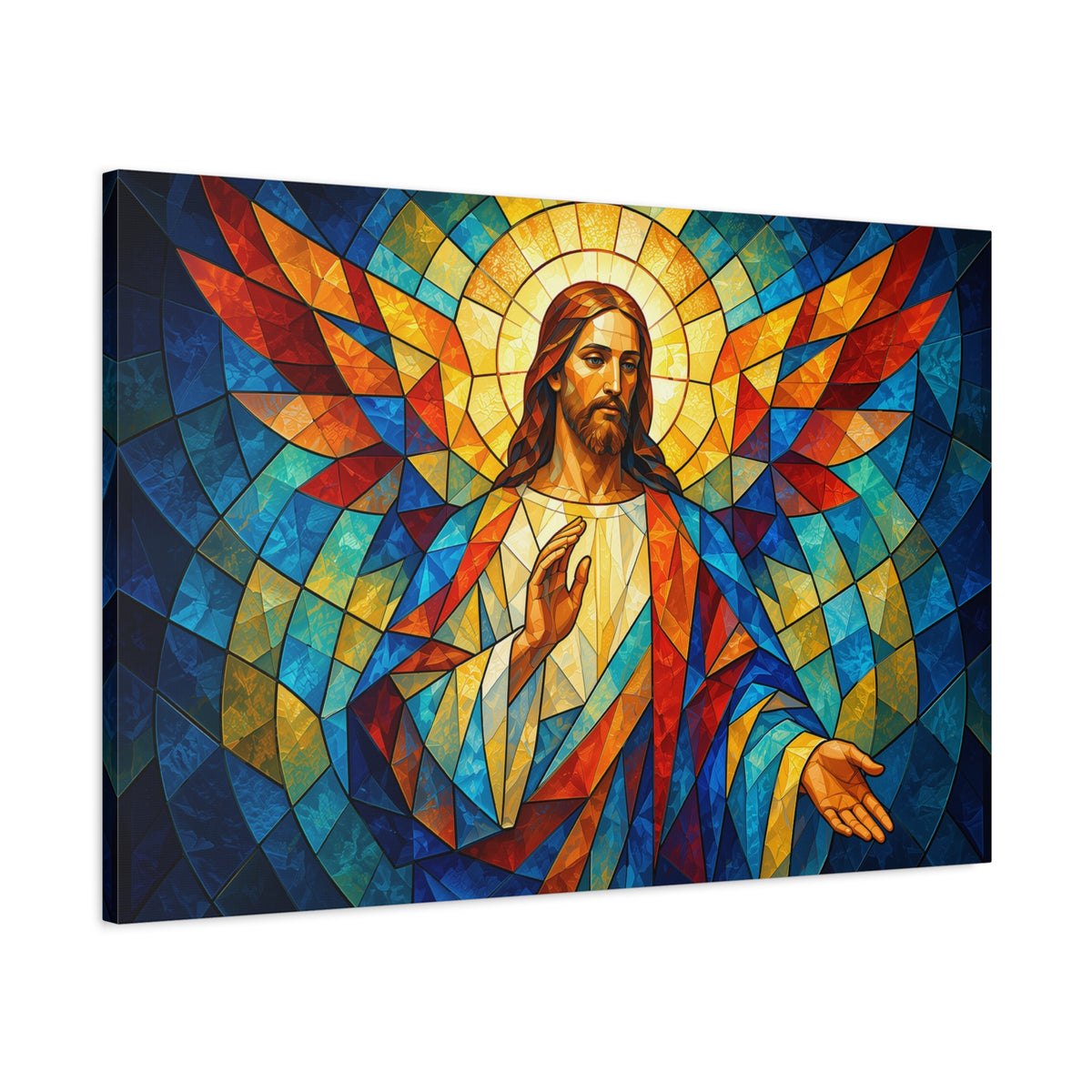 Open Hands of Grace - Cubist Stained Glass Jesus Canvas Print