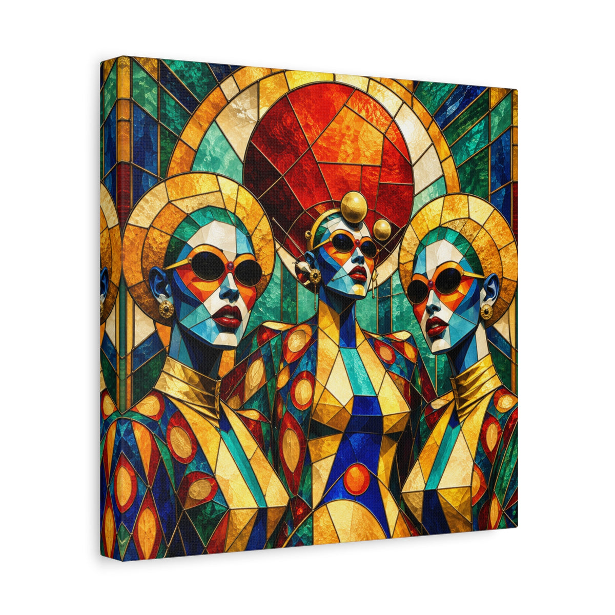 The Gilded Circle - Vibrant Geometric Portrait Wall Decor
