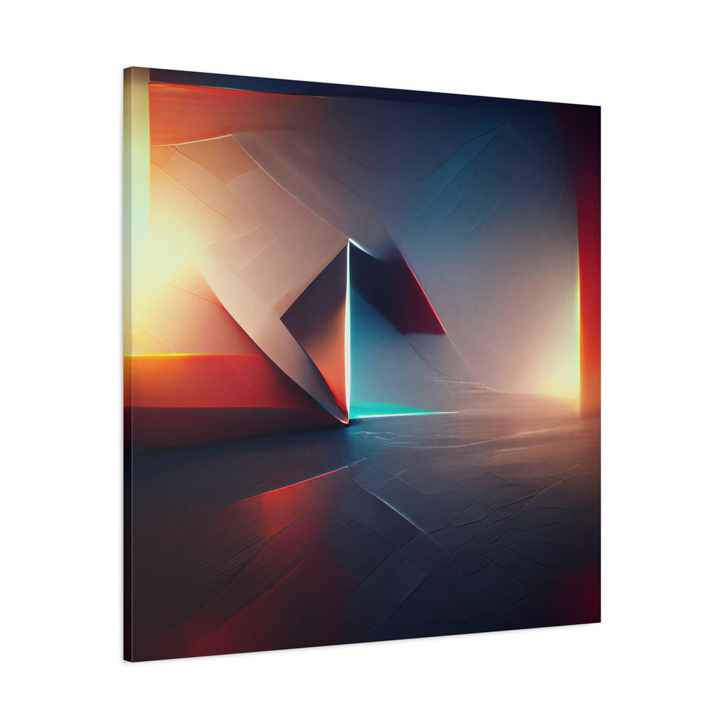 Threshold of Light — Luminous Geometric Abstract in Crimson, Indigo & Gold
