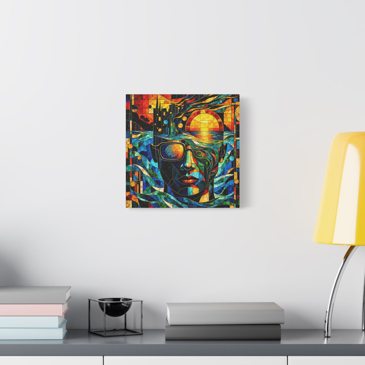 Sunset in His Eyes - Stained-Glass Sunset Portrait Canvas