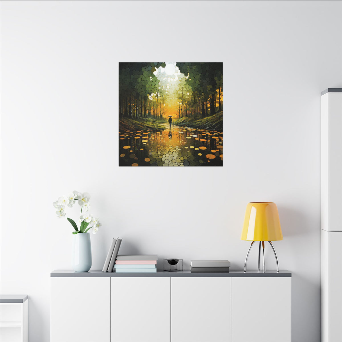 Into the Gold – Abstract Forest Landscape Canvas Print