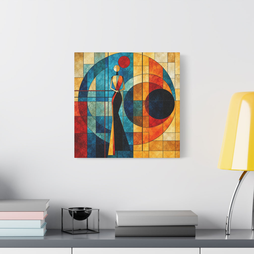 Orbit of Poise — Art Deco Stained Glass Woman Canvas