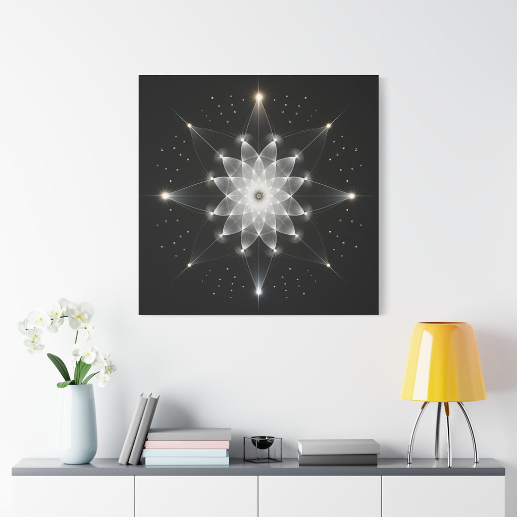 Constellation in Bloom — Monochrome Sacred Geometry Wall Art