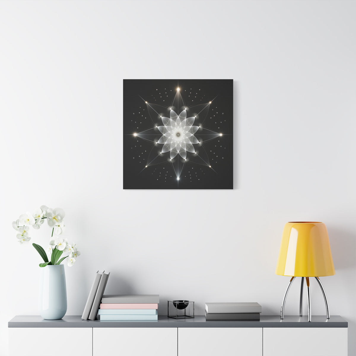 Constellation in Bloom — Monochrome Sacred Geometry Wall Art