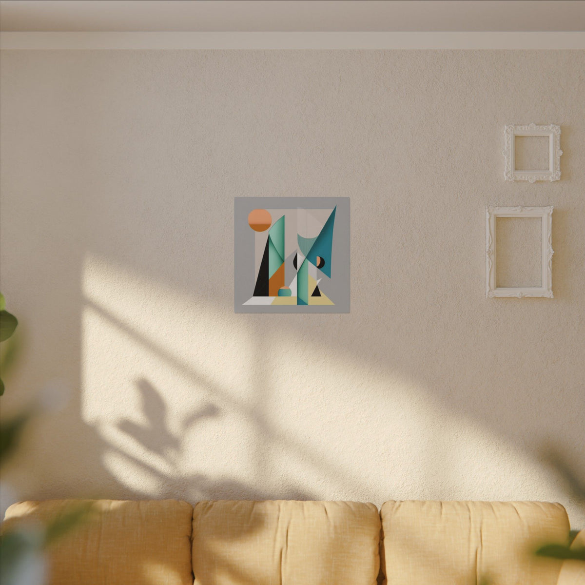 Geometry at Dusk – Teal Orange Geometric Abstract Canvas Print