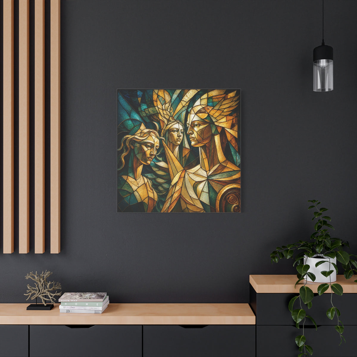 The Golden Council — Modern Stained Glass Figurative Wall Art