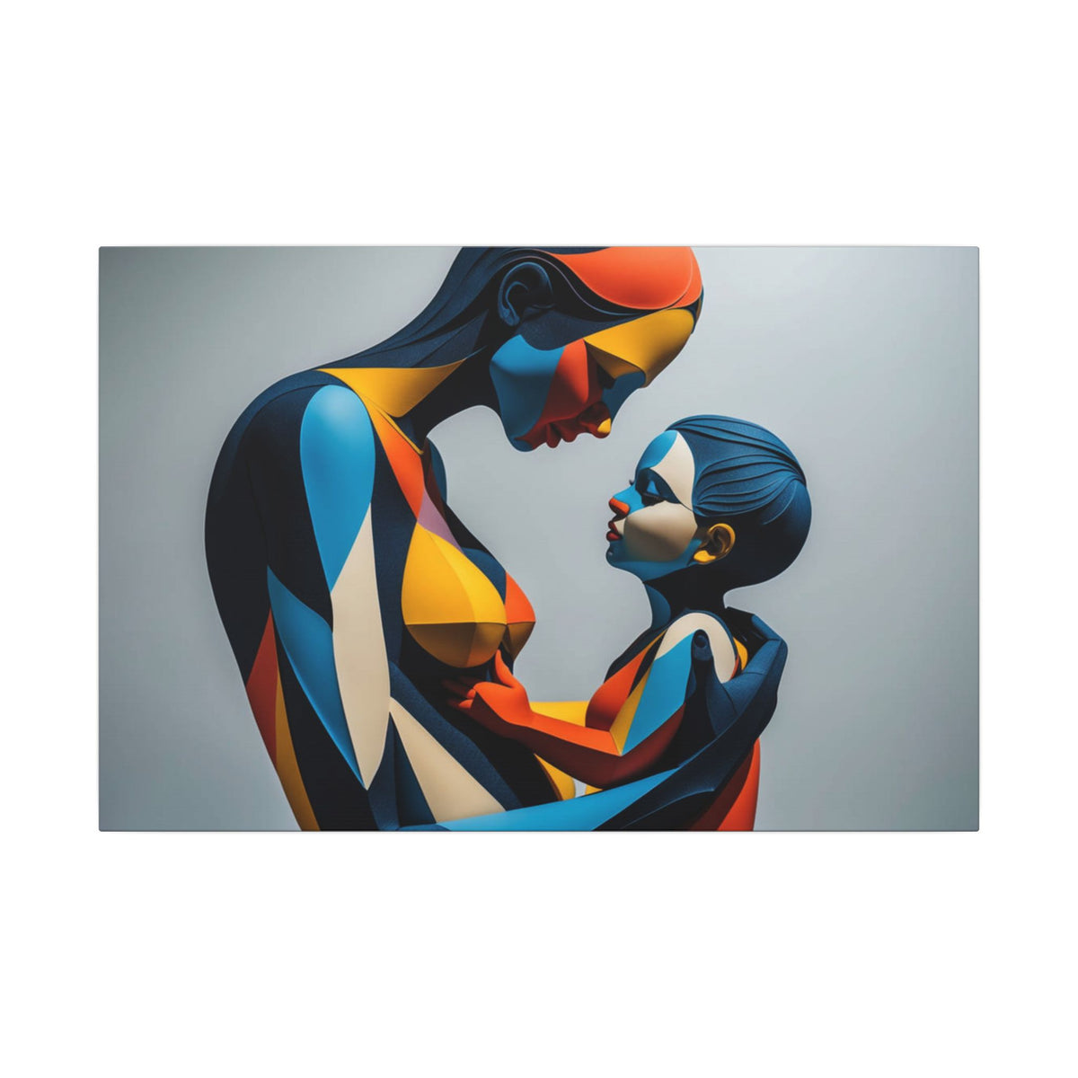 Held in Color – Geometric Mother and Child Canvas Print