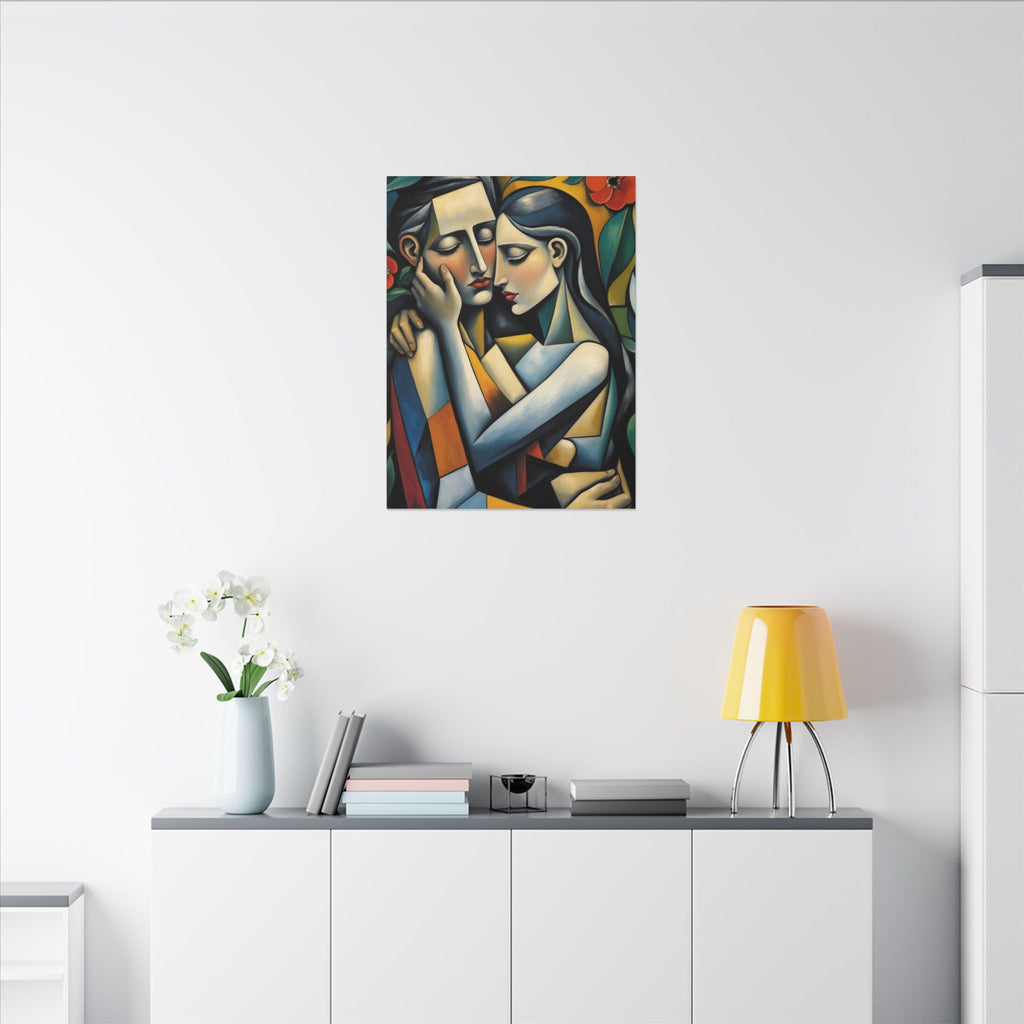 Close Enough to Hear – Modern Geometric Couple Portrait Canvas Print