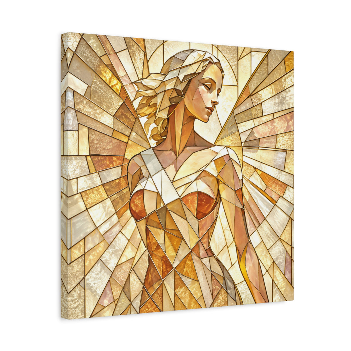 The Light She Carries | Golden Stained Glass Angel Art