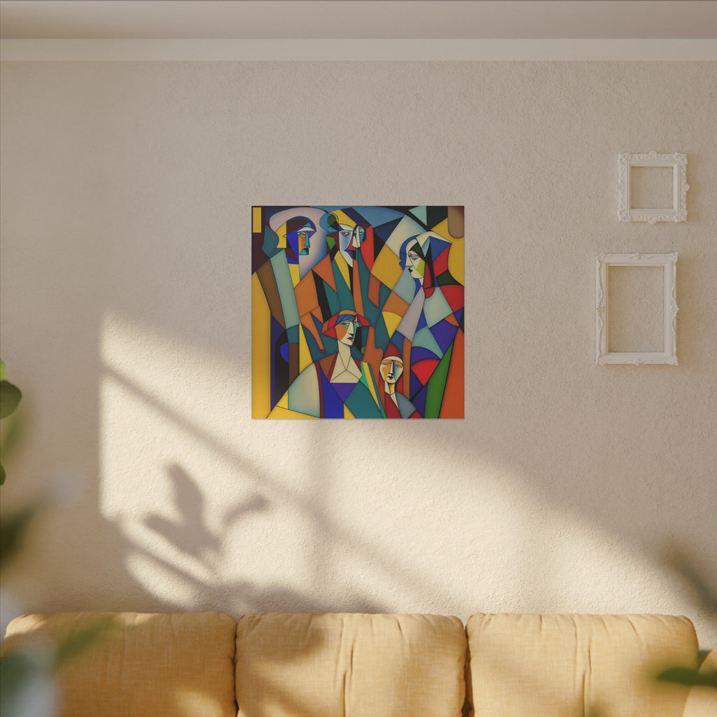 The Gathering of Selves – Colorful Geometric Figurative Canvas Print