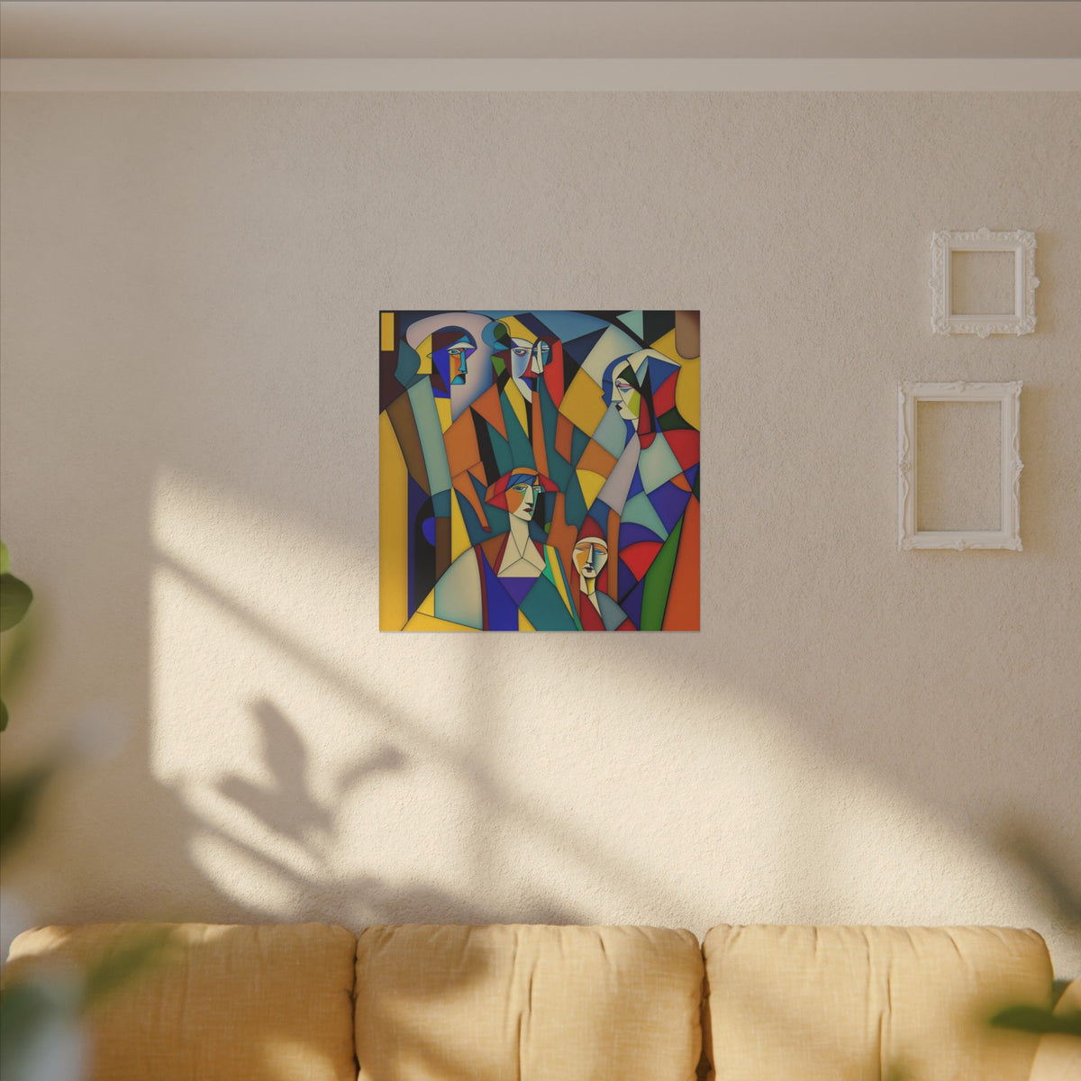 The Gathering of Selves – Colorful Geometric Figurative Canvas Print