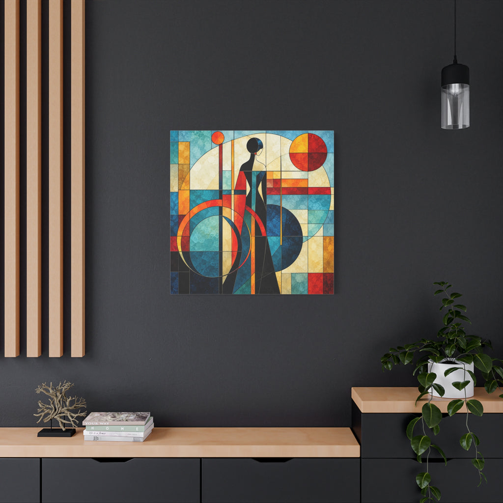 Solar Reverie — Art Deco Stained Glass Woman Canvas