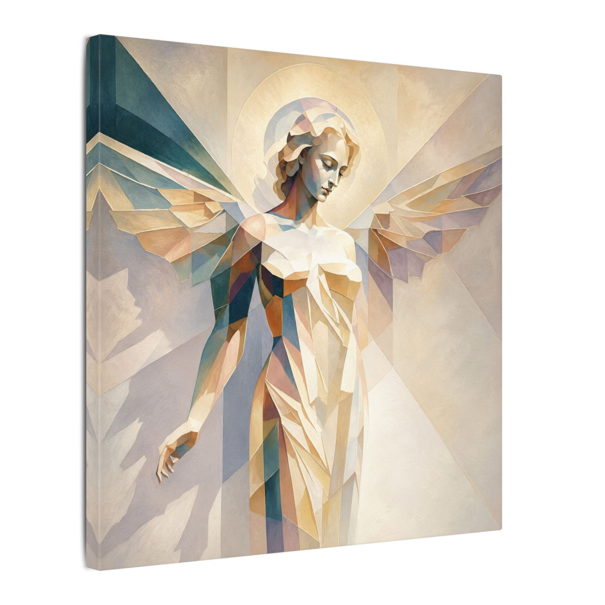 Radiant Stillness – Geometric Angel Canvas Print