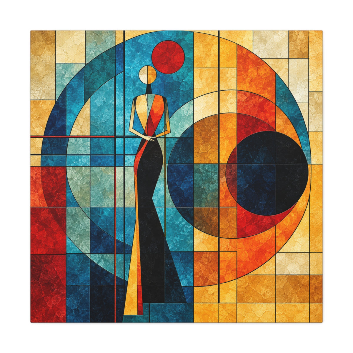 Orbit of Poise — Art Deco Stained Glass Woman Canvas
