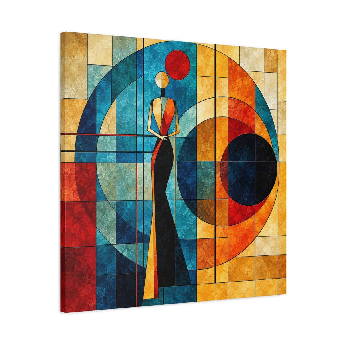 Orbit of Poise — Art Deco Stained Glass Woman Canvas