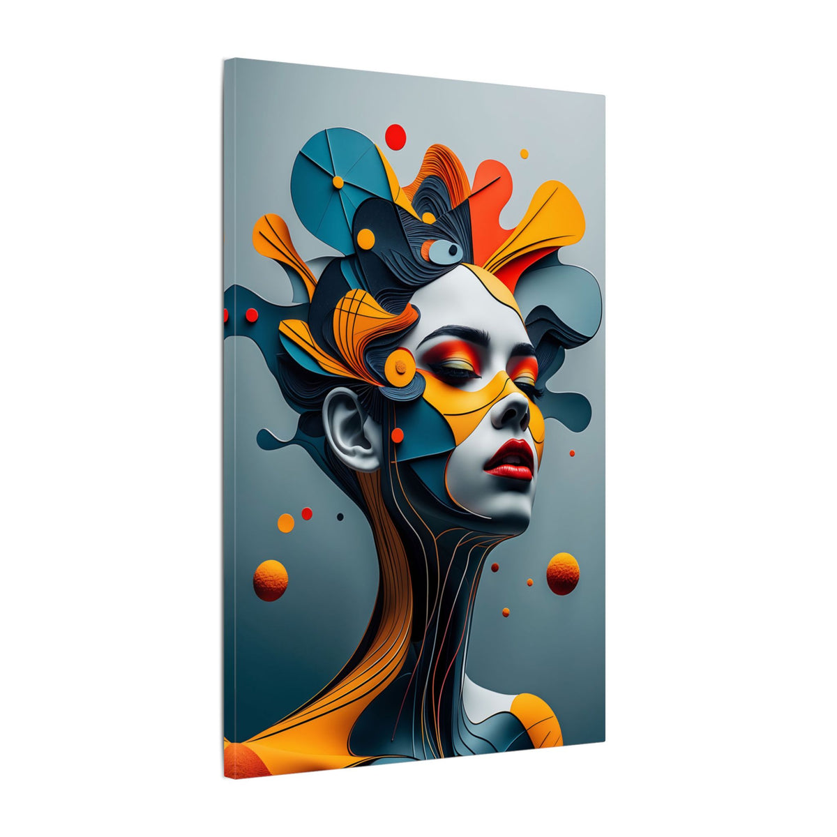 Crowned Signal – Futurist Geometric Female Portrait Canvas Print