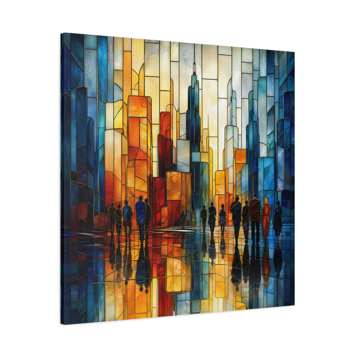 City of Light — Modern Stained Glass Skyline Wall Art