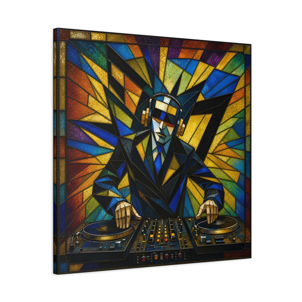 Frequency State – Abstract Stained Glass DJ Pop Art Canvas Print