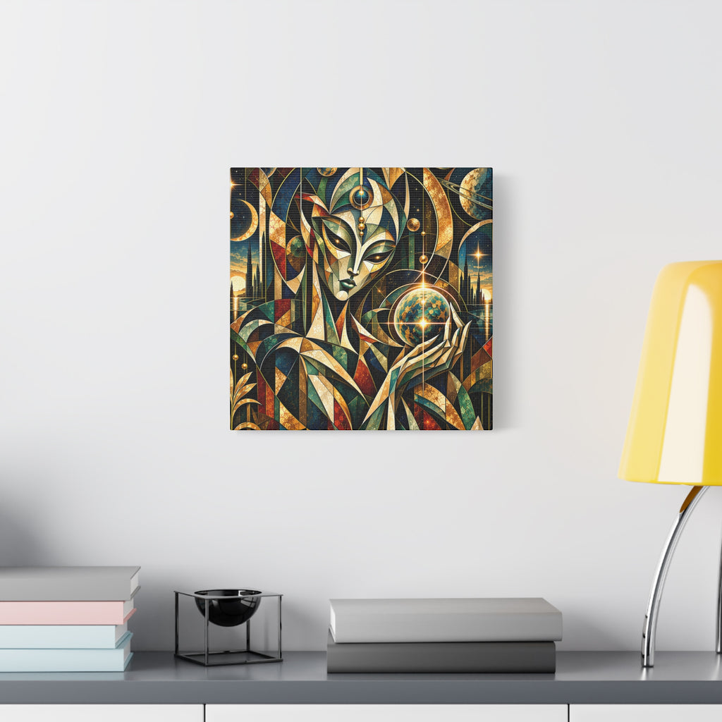 Keeper of Worlds — Futuristic Celestial Portrait Wall Art