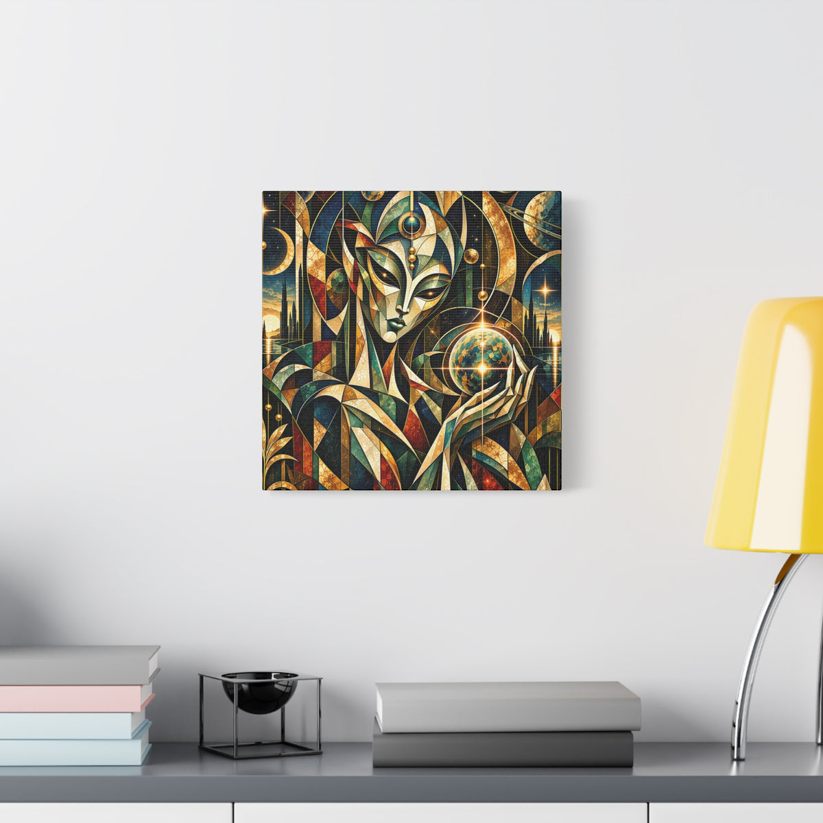 Keeper of Worlds — Futuristic Celestial Portrait Wall Art