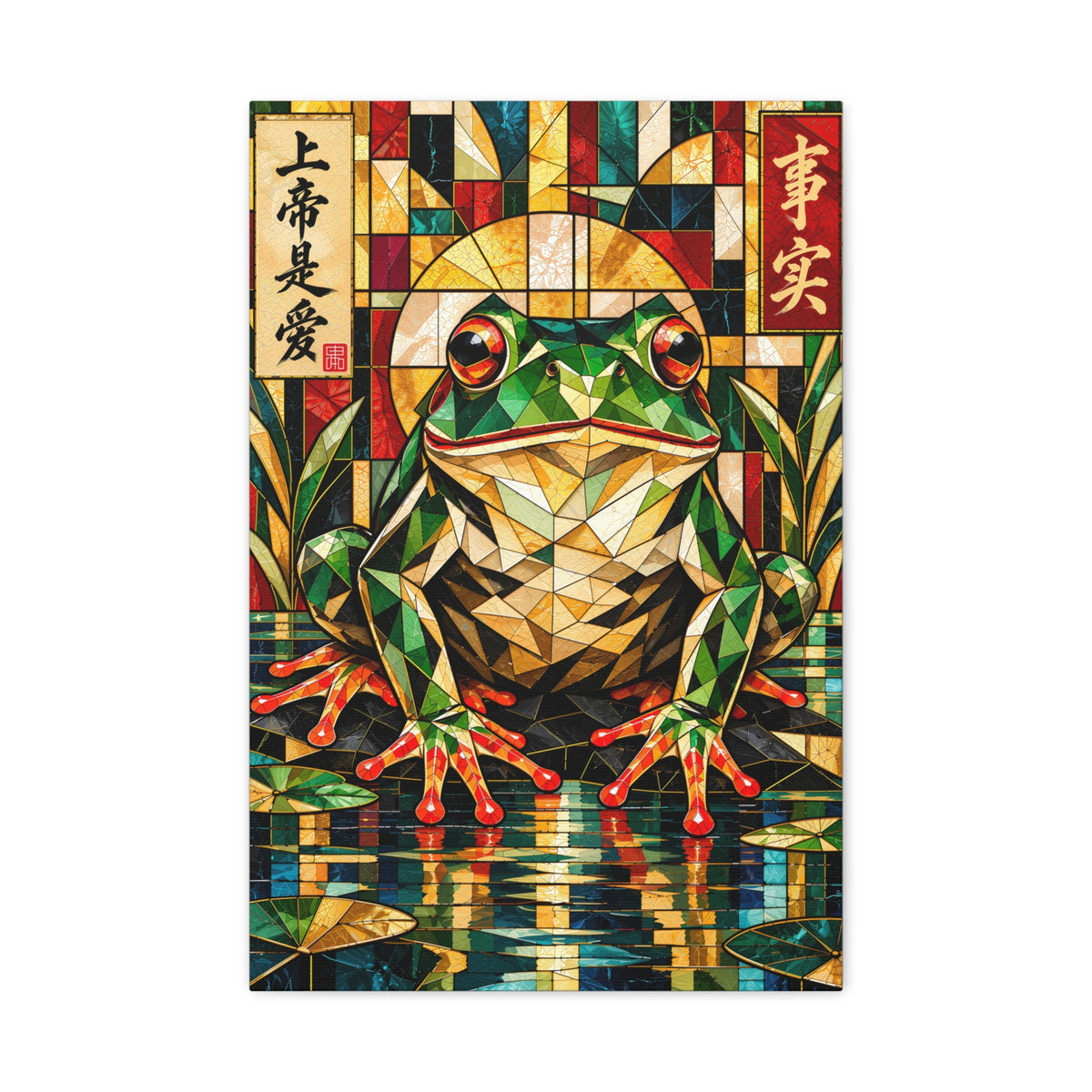 God Is Love—and That’s a Fact | Cubist Stained Glass Frog Art