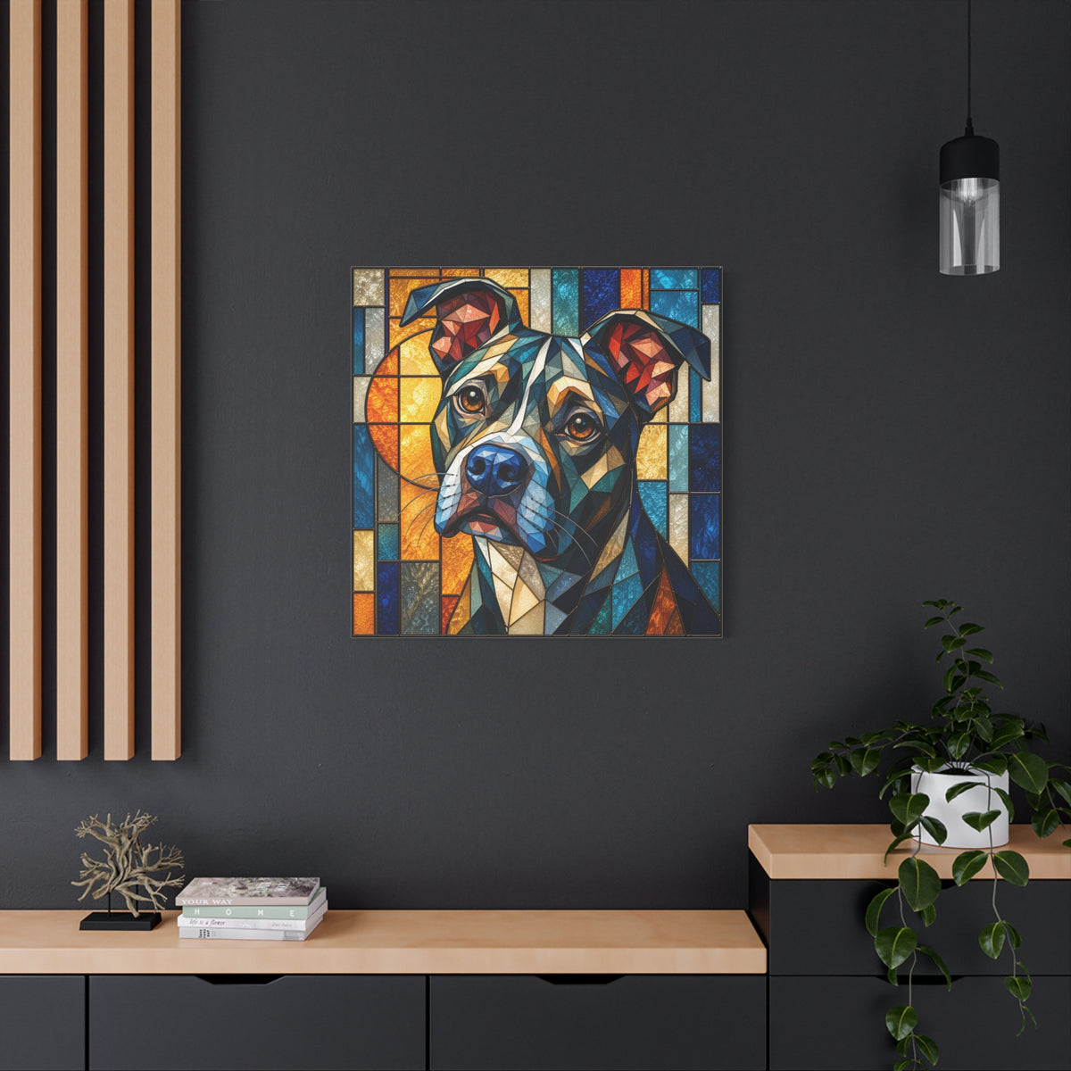 Heart of a Boxer — Stained Glass Dog Portrait Wall Art