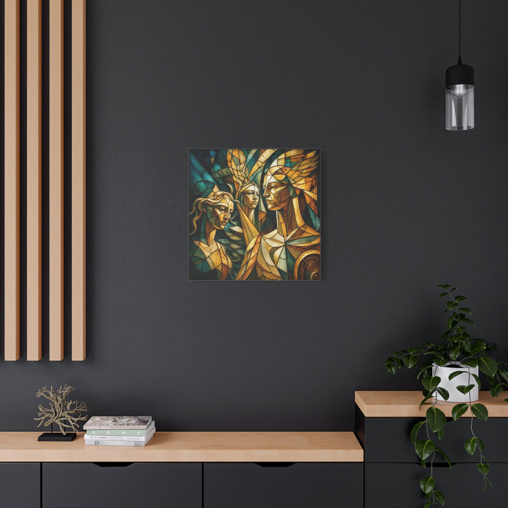 The Golden Council — Modern Stained Glass Figurative Wall Art