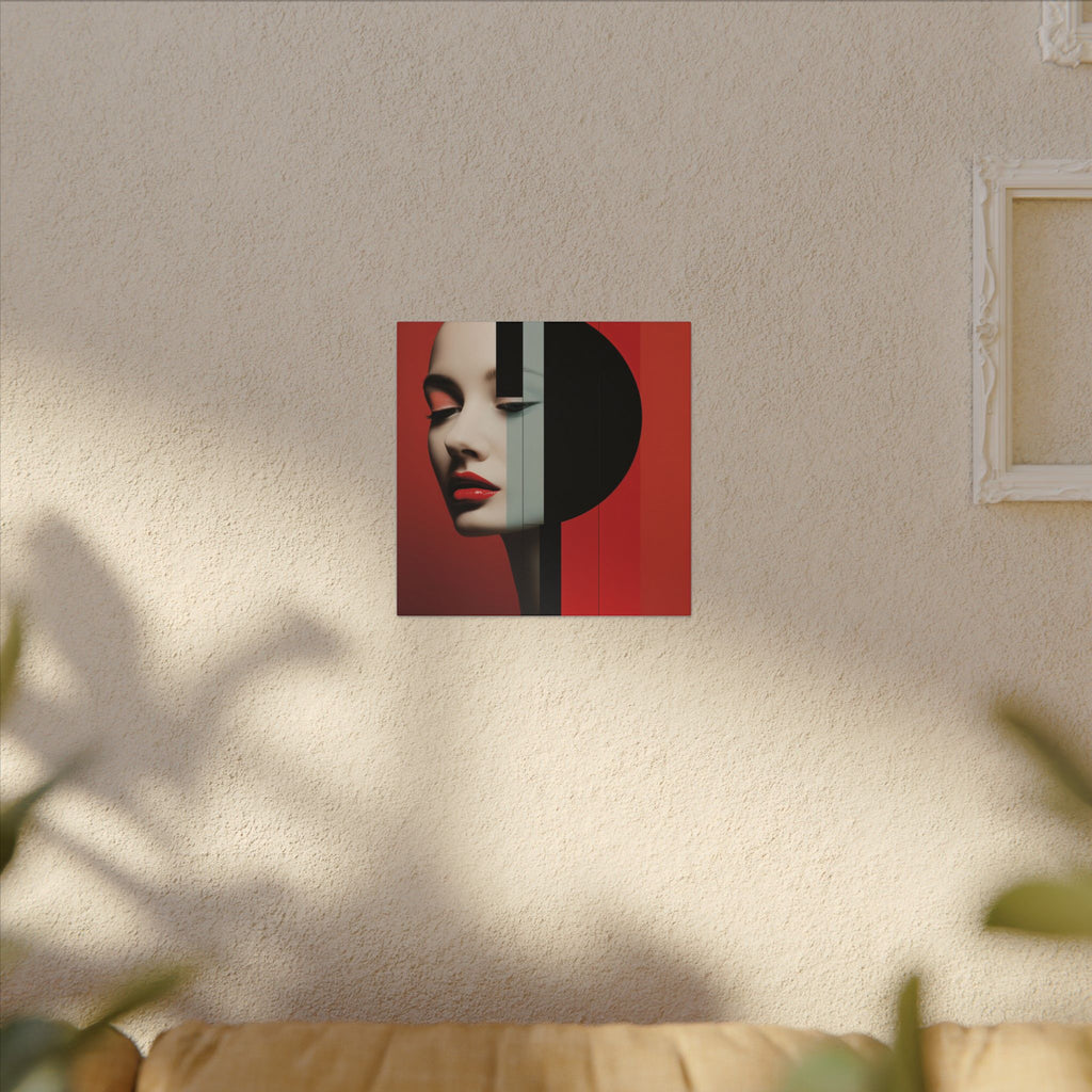 Red Eclipse – Modern Geometric Fashion Portrait Canvas Print