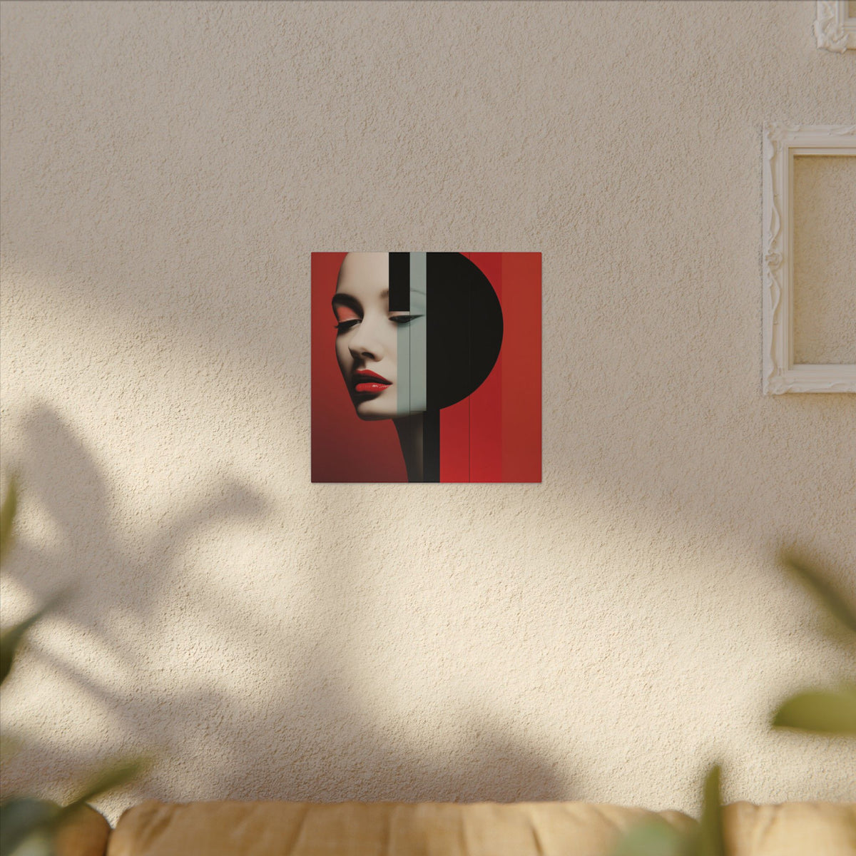 Red Eclipse – Modern Geometric Fashion Portrait Canvas Print