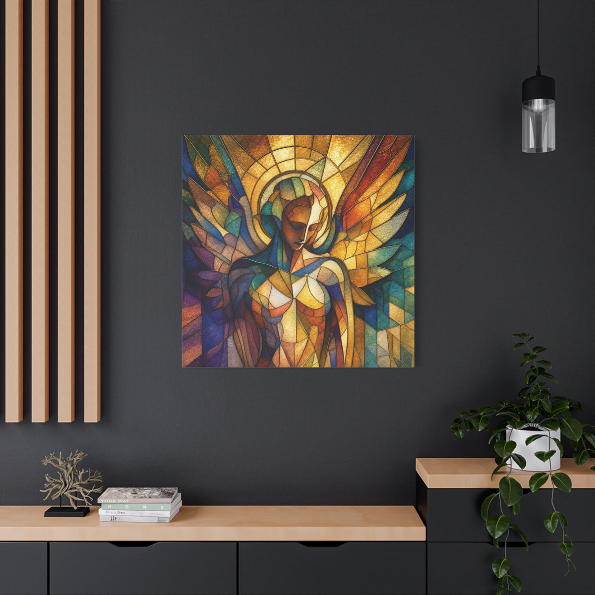 Grace in Full Color — Modern Stained Glass Angel Wall Art