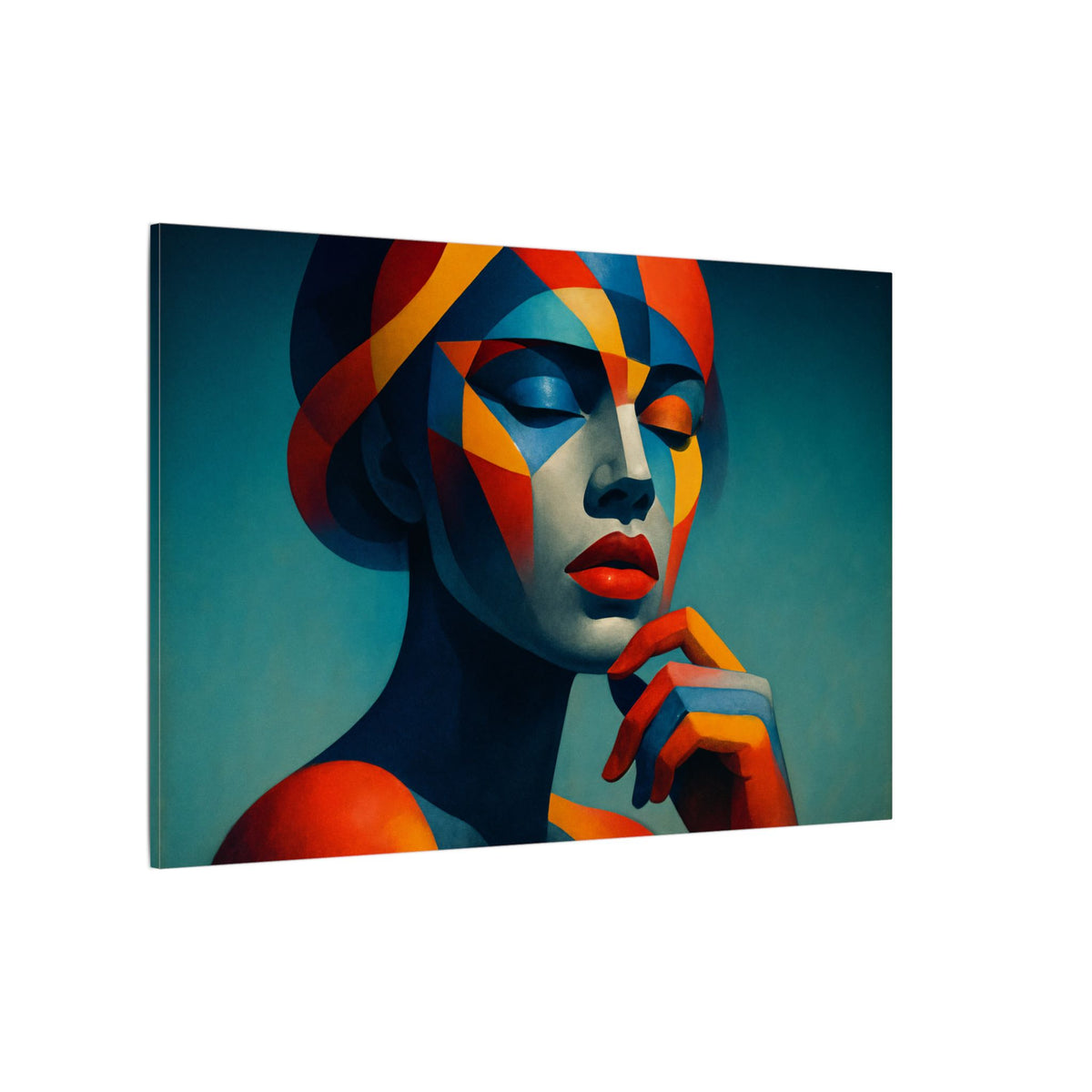 Composed in Color – Geometric Female Portrait Canvas Print