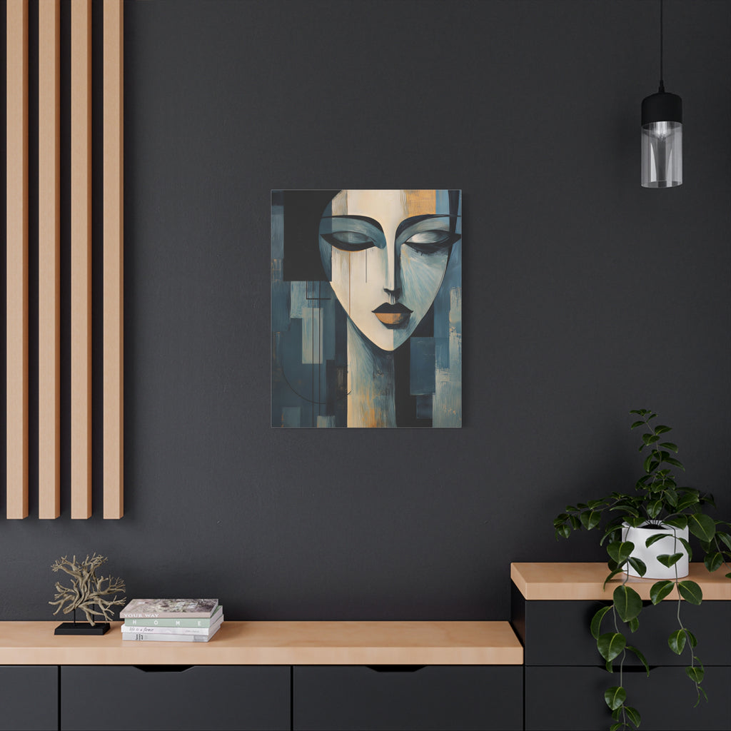 The Quiet Between — Modern Cubist Woman Fine Art Print