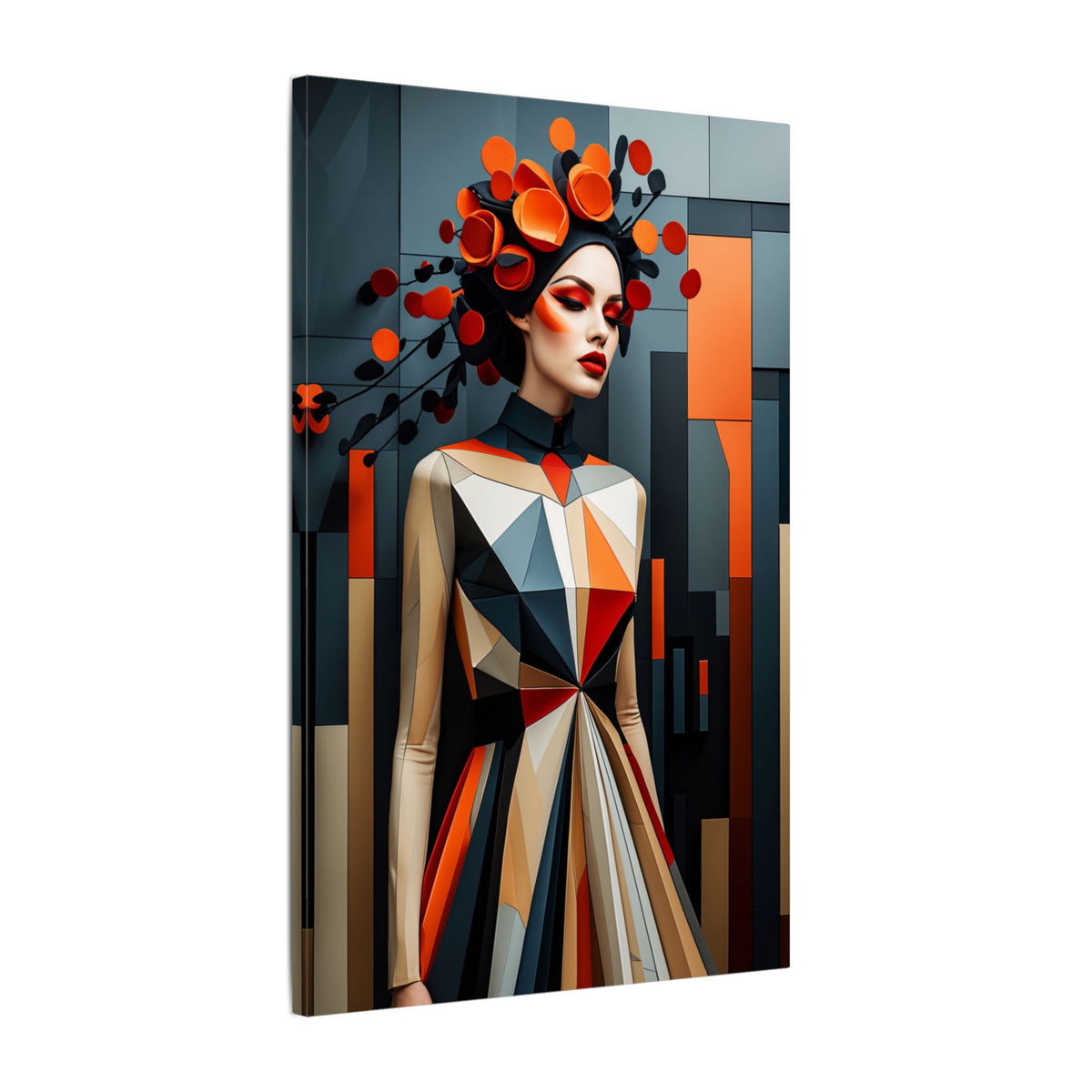 She Wore the Fire – Geometric Fashion Woman Canvas Print