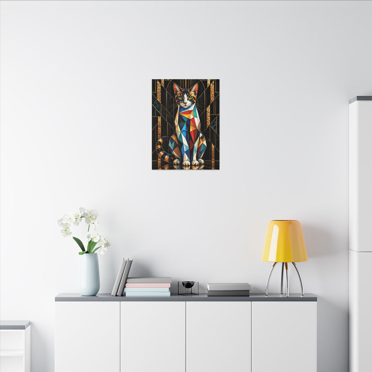 Curious Geometry – Geometric Cat Portrait Canvas Print