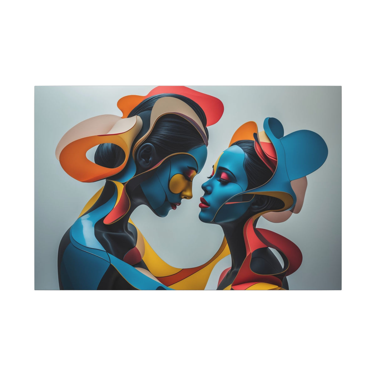Almost Touching – Futurist Dual Portrait Canvas Print