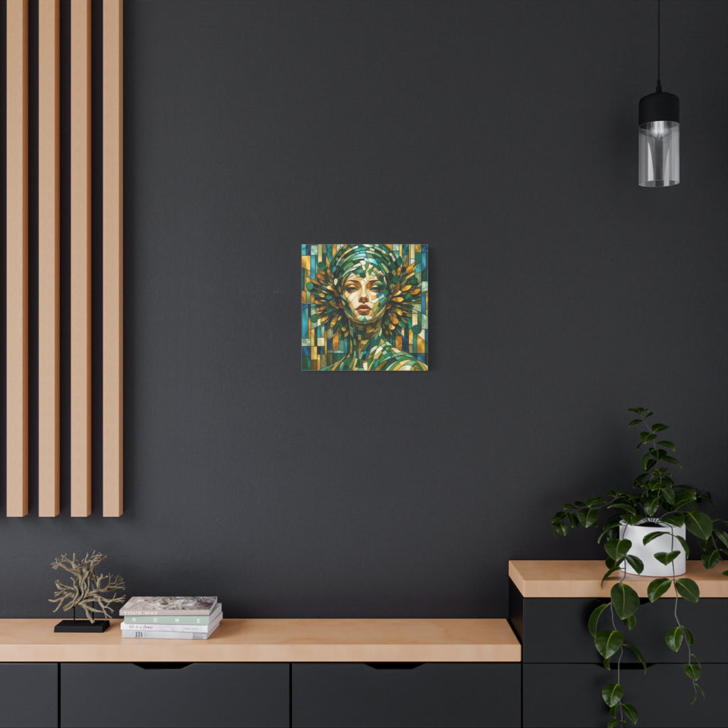Verdant Empress — Stained Glass Botanical Woman Portrait