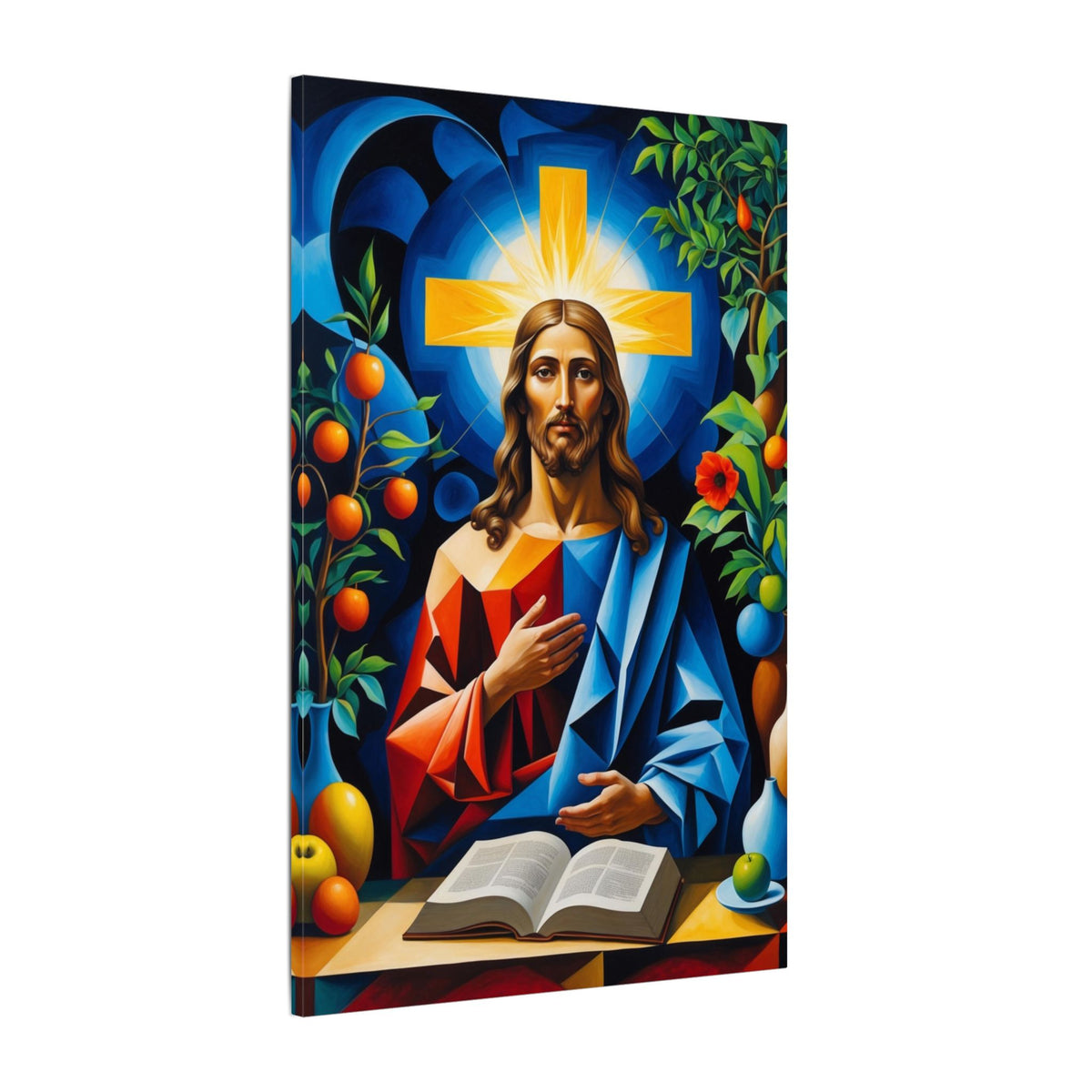 Garden of Grace – Modern Geometric Jesus Canvas Print