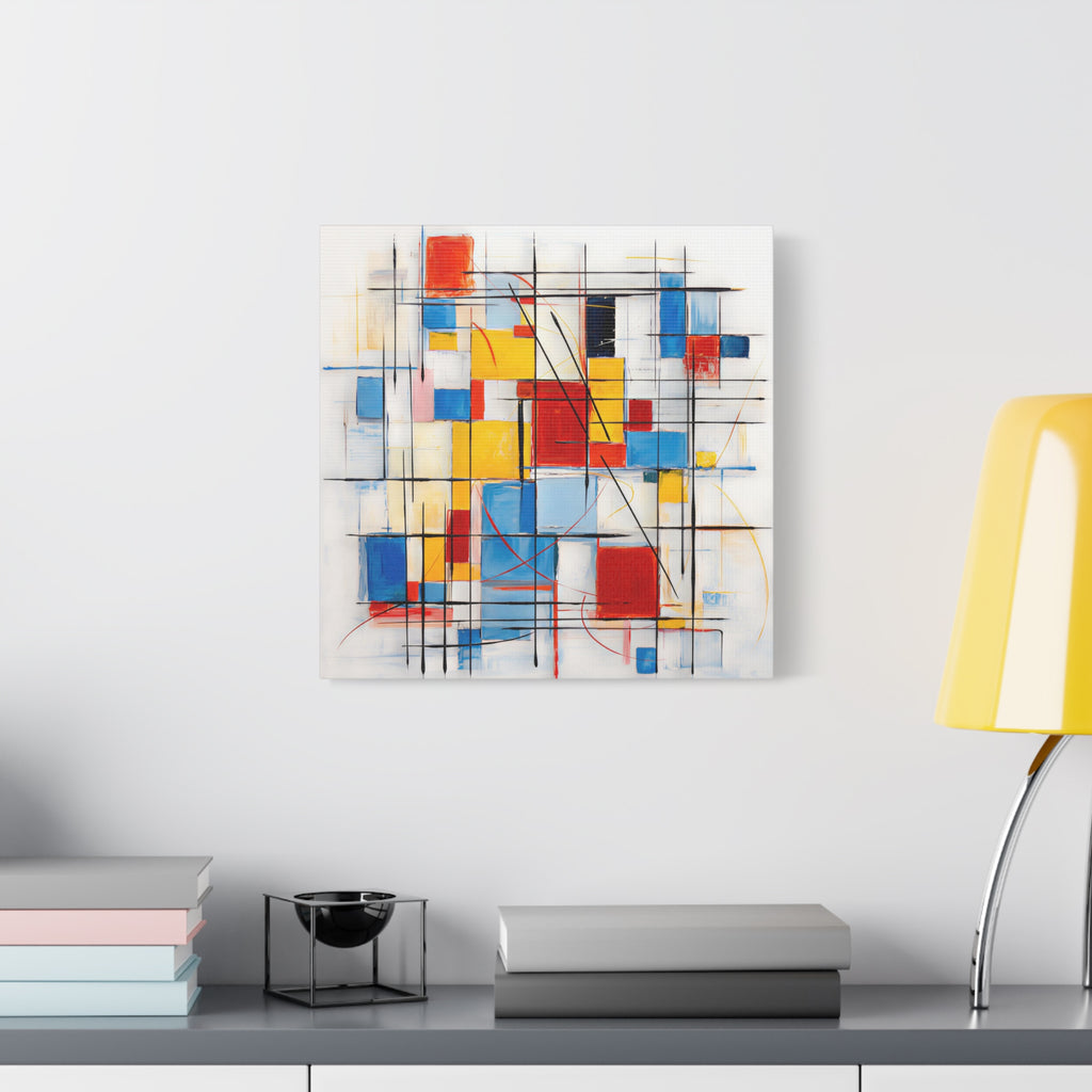 Controlled Chaos — Modern Geometric Abstract in Red, Blue, Yellow & Black
