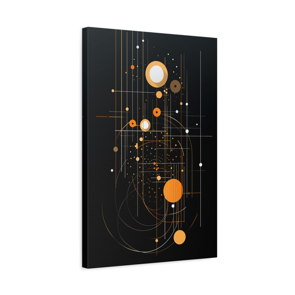 Orbital Blueprint No. 1— Modern Orange and Gold Wall Art