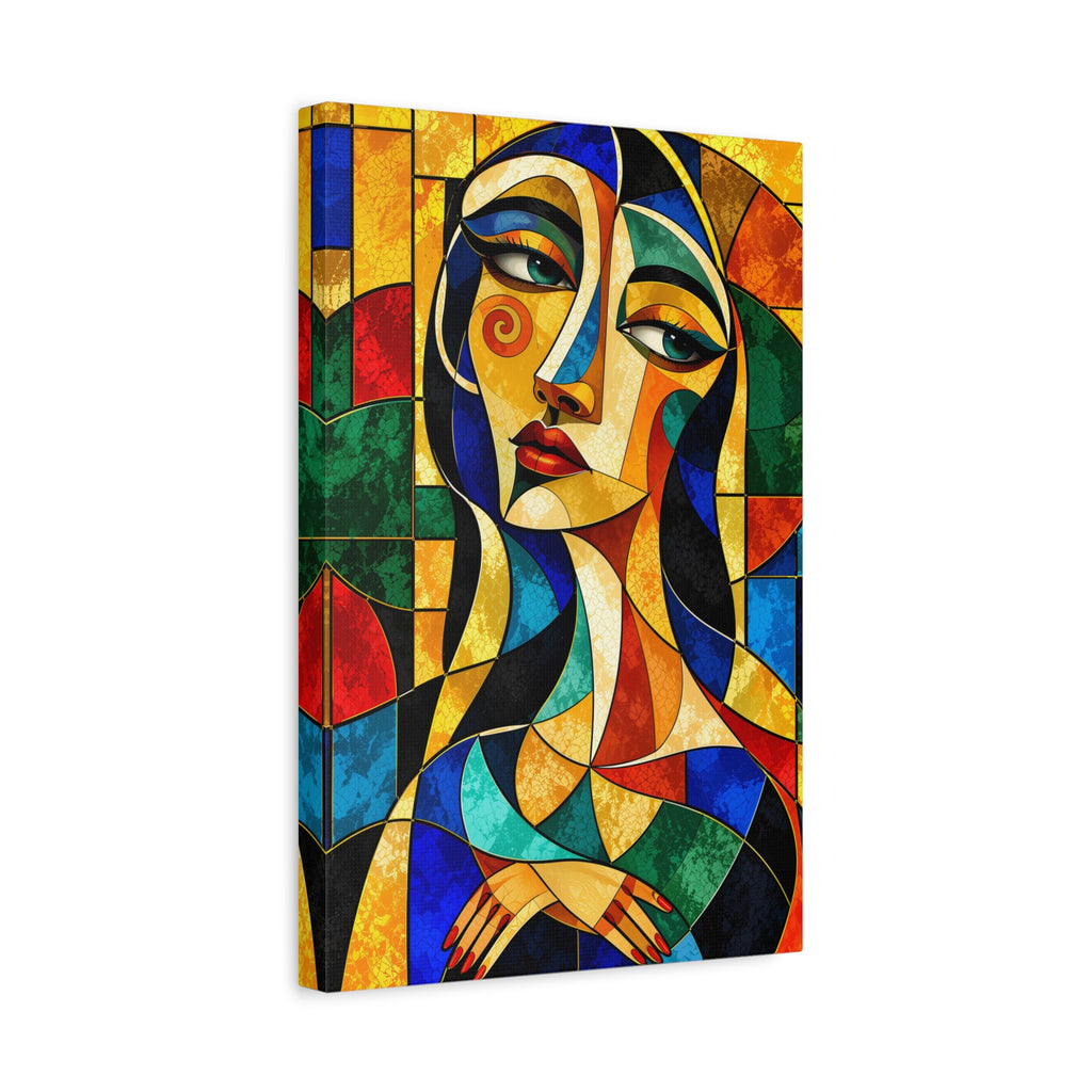 The Geometry of Her — Cubist Stained Glass Portrait Fine Art Print