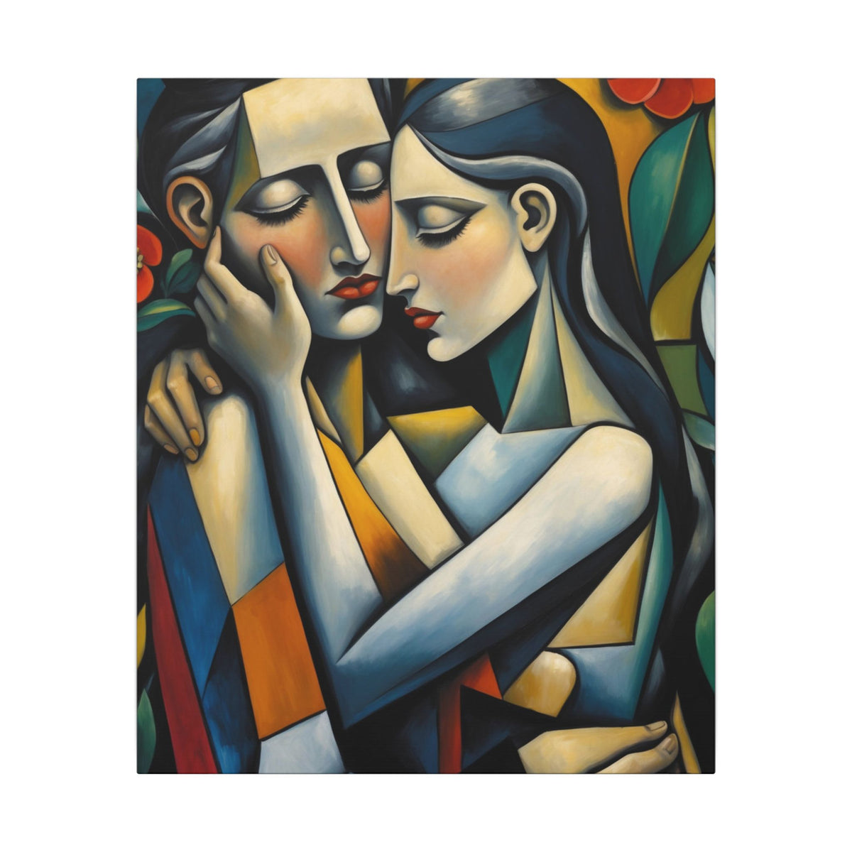 Close Enough to Hear – Modern Geometric Couple Portrait Canvas Print