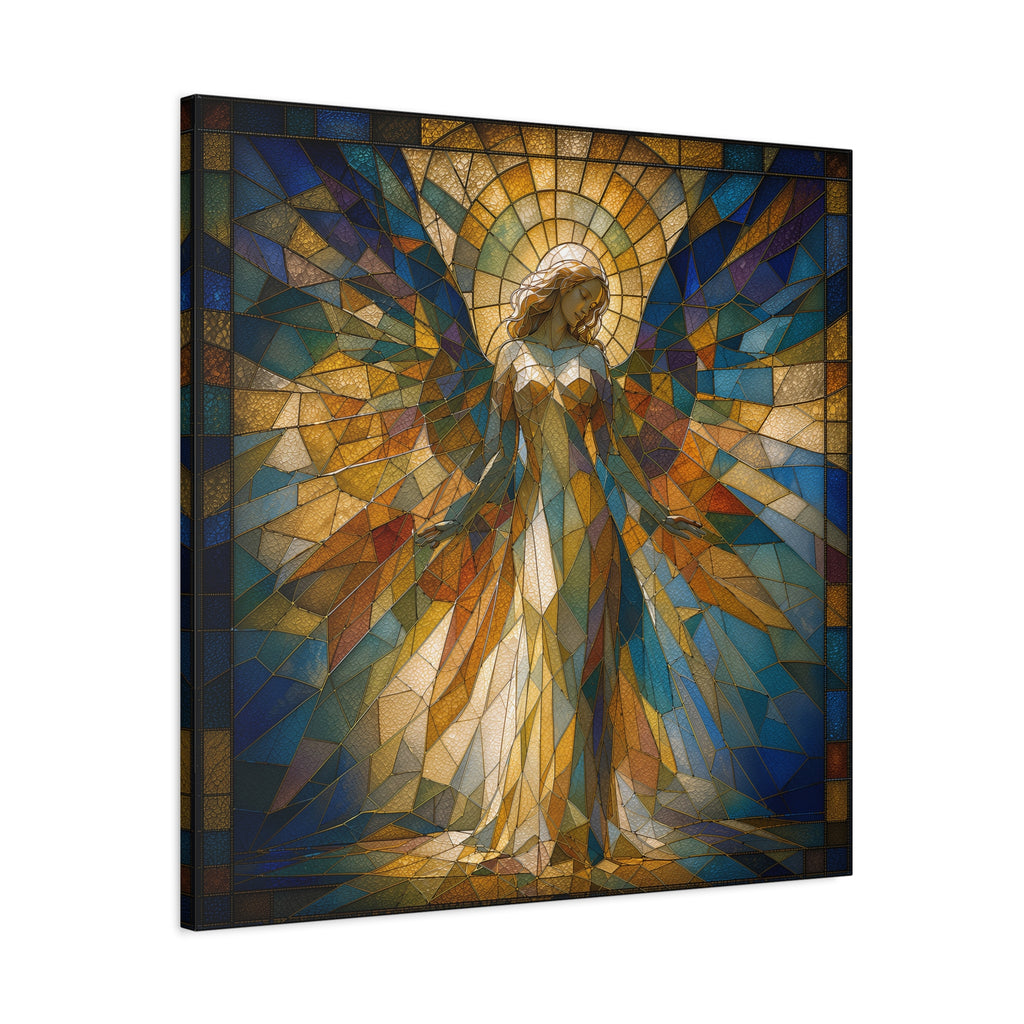 Radiance Descending — Stained-Glass Style Angelic Abstract Cubist Art Print