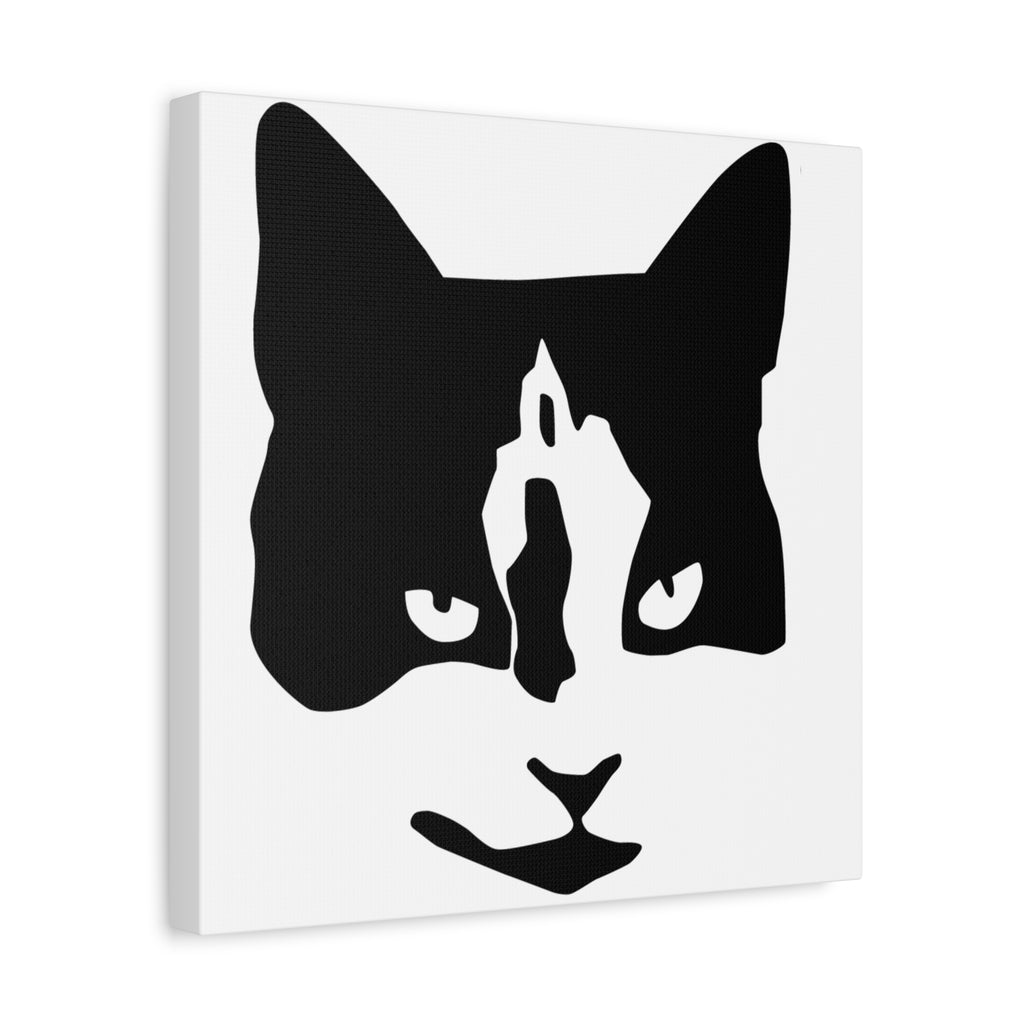 Black Mask – Minimal Black and White Abstract Cat Face Canvas Print