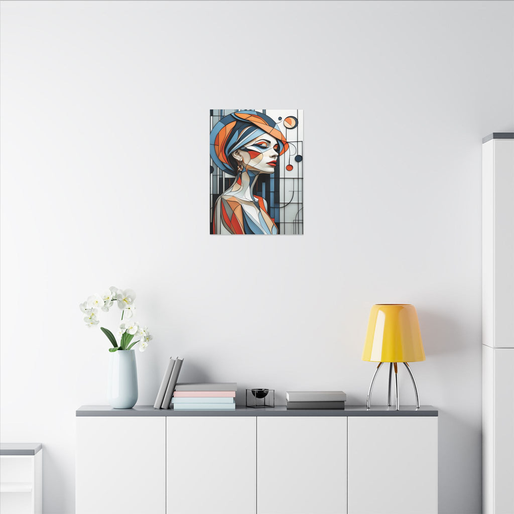 Poise in Orbit – Geometric Female Portrait Canvas Print