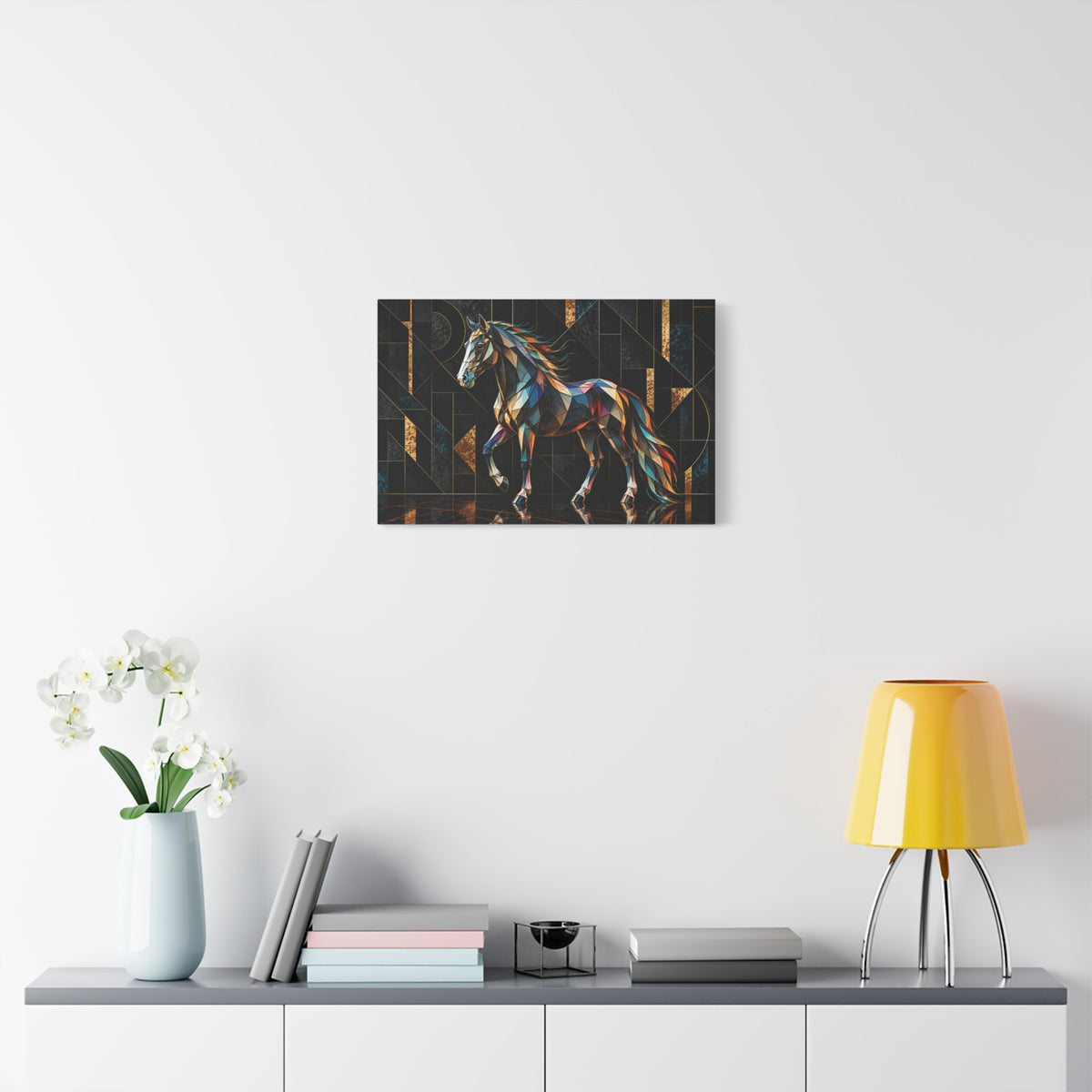 Prismatic Noir Stallion Matte Canvas Wall Art