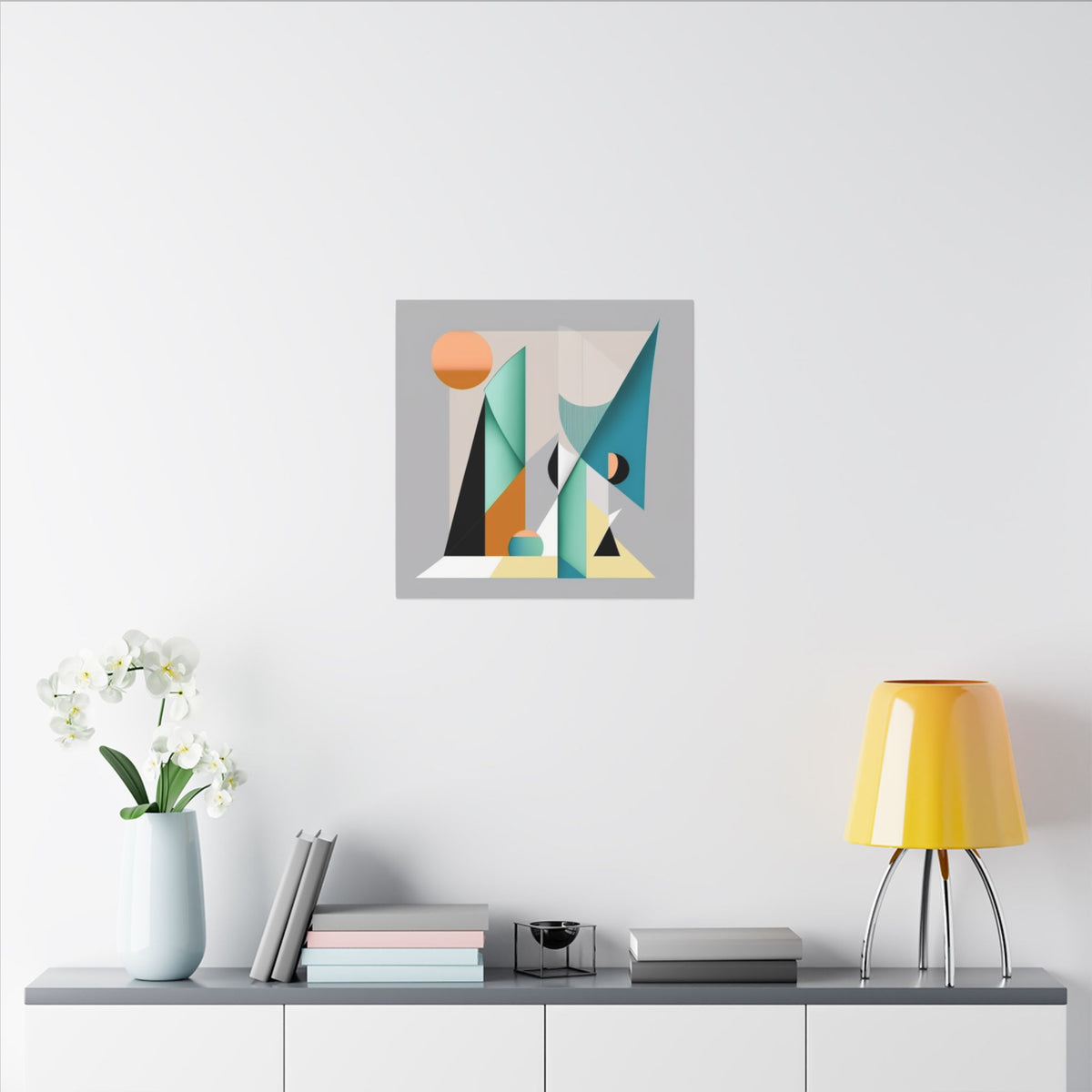 Geometry at Dusk – Teal Orange Geometric Abstract Canvas Print